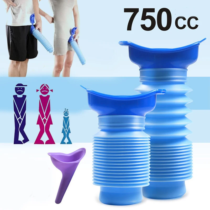 Outdoor Camping Urinal - 750ML Portable Standing Pee Bottle Shrinkable