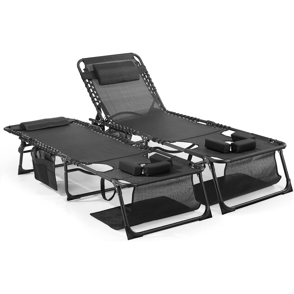 Outdoor Camping Recliner - Outdoor Lounge Chair with 5-Position Recline