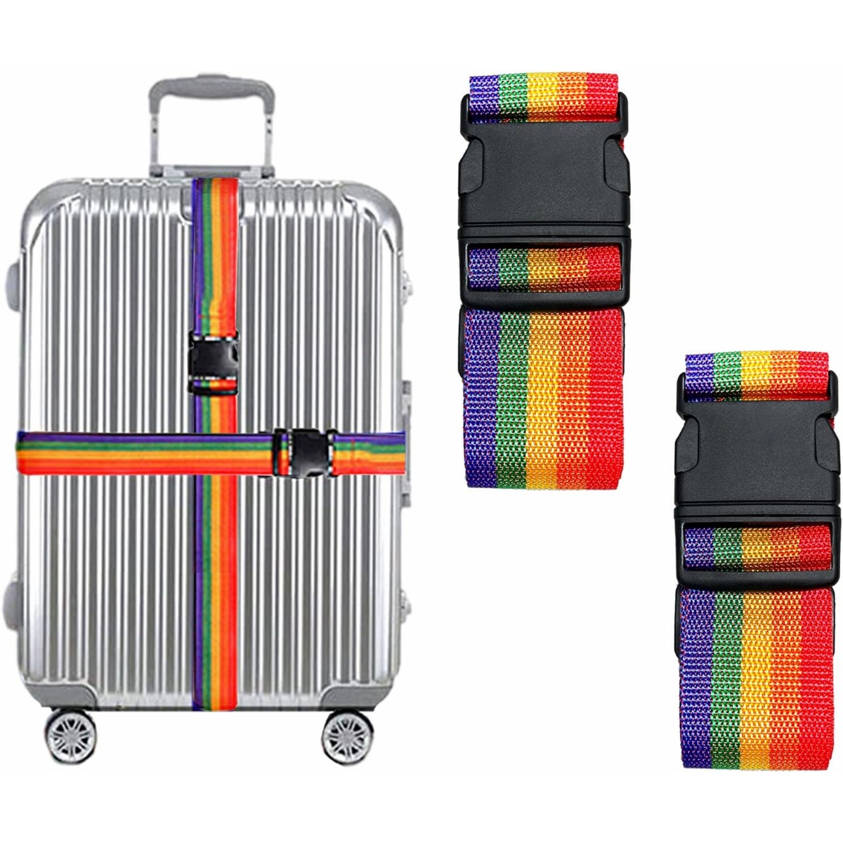 Outdoor Activities In Camping - This 2-pack of rainbow luggage straps