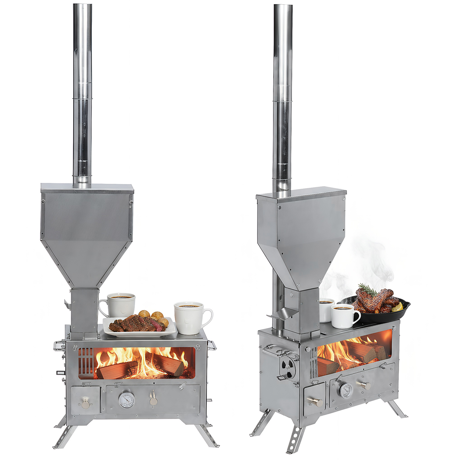 Outdoor Camping Stove - Portable Wood-Burning Camp Stove with Chimney
