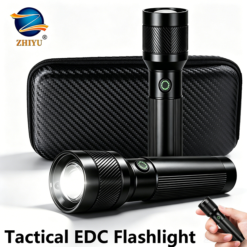 Outdoor Camping Decor - 1200LM EDC Handheld Flashlight,USB-C Rechargeable Tactical
