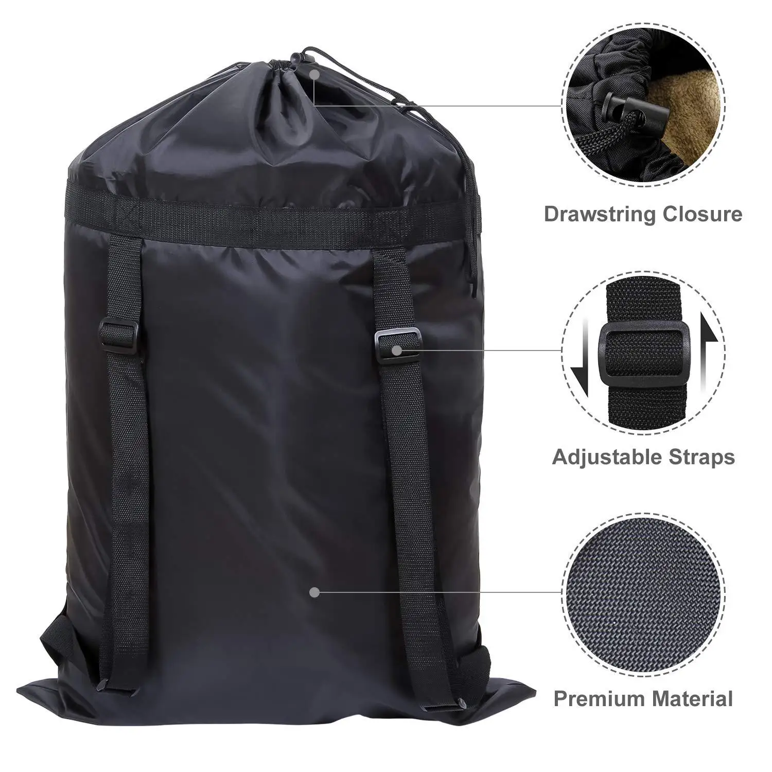 Outdoor Camping Outfit - Black Oversized Polyester Waterproof Heavy-Duty Backpack
