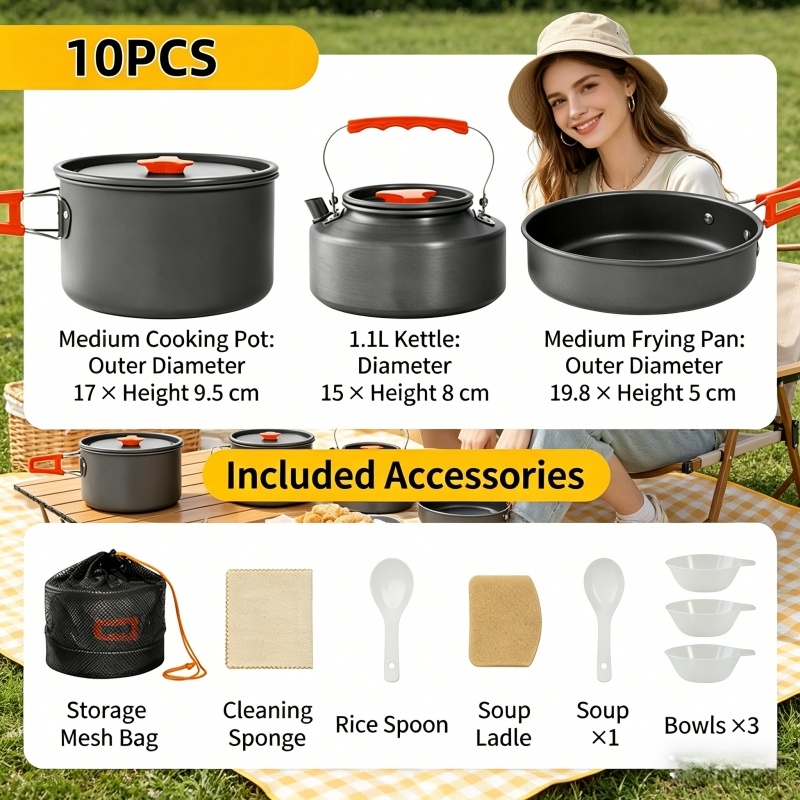 Outdoor Camping Set - Home Household Camping Cookware Set with