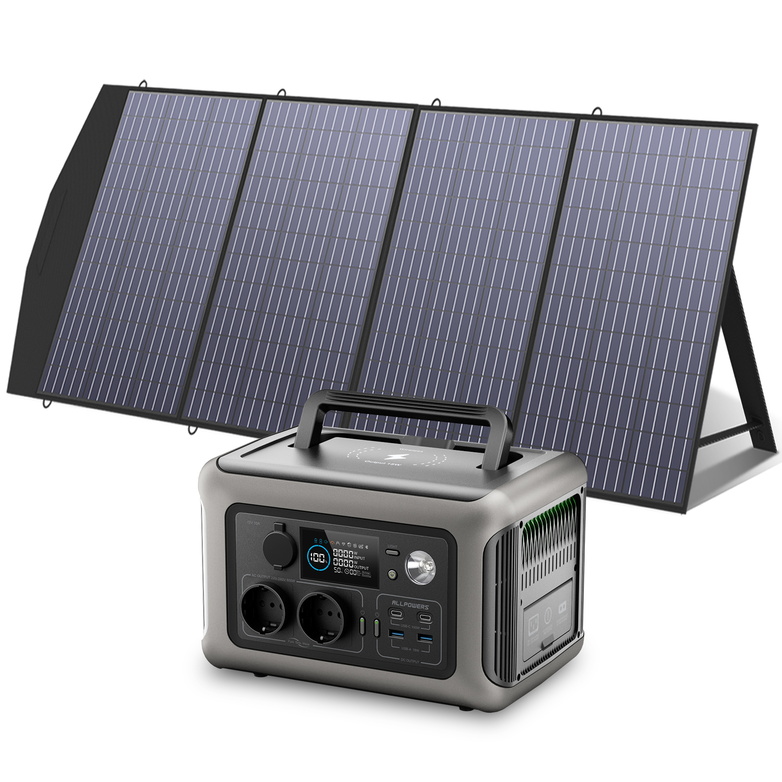 Outdoor Camping Outfit - ALLPOWERS R600 299Wh 600W LiFePO4 Portable