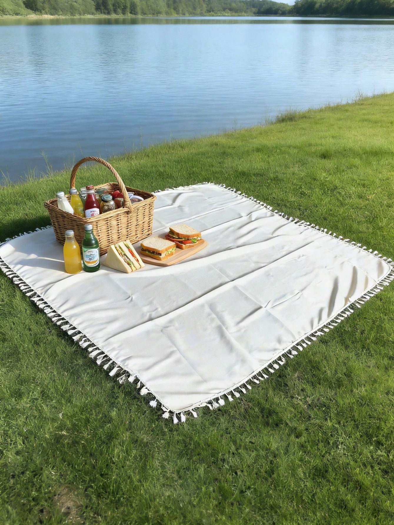 Outdoor Camping Movies - 1pc Beige Minimalist Picnic Blanket -