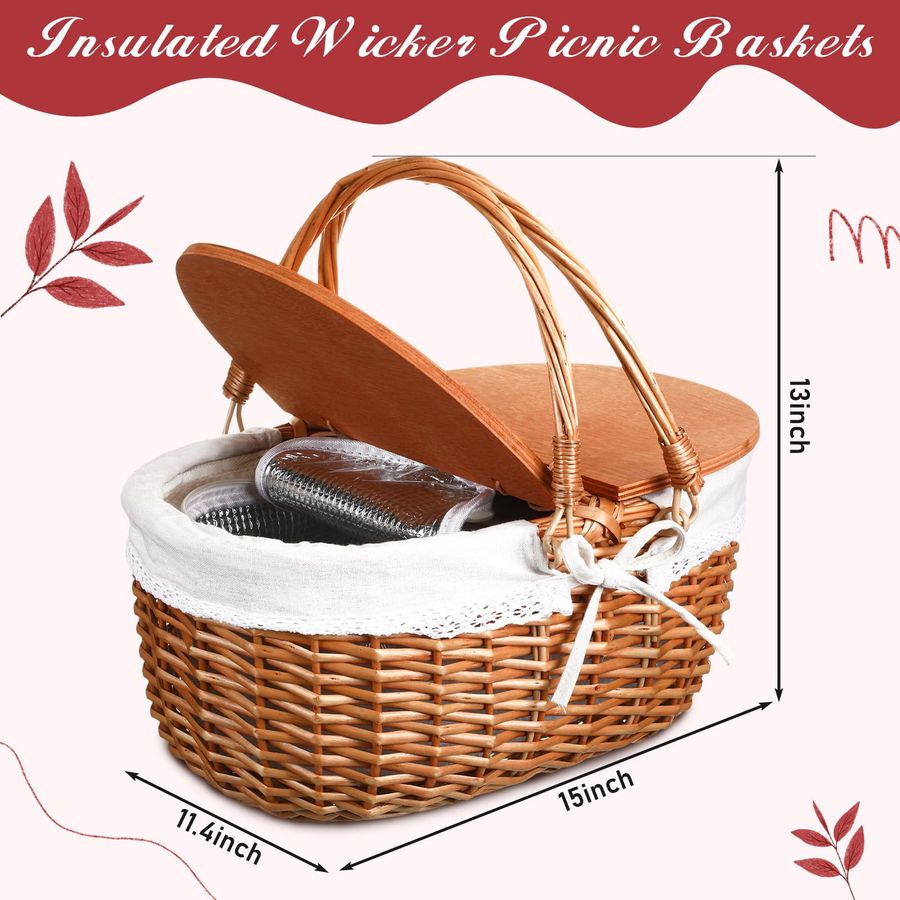 Wicker Insulated Picnic Basket - Outdoor Camping Bag ulasan dan harga