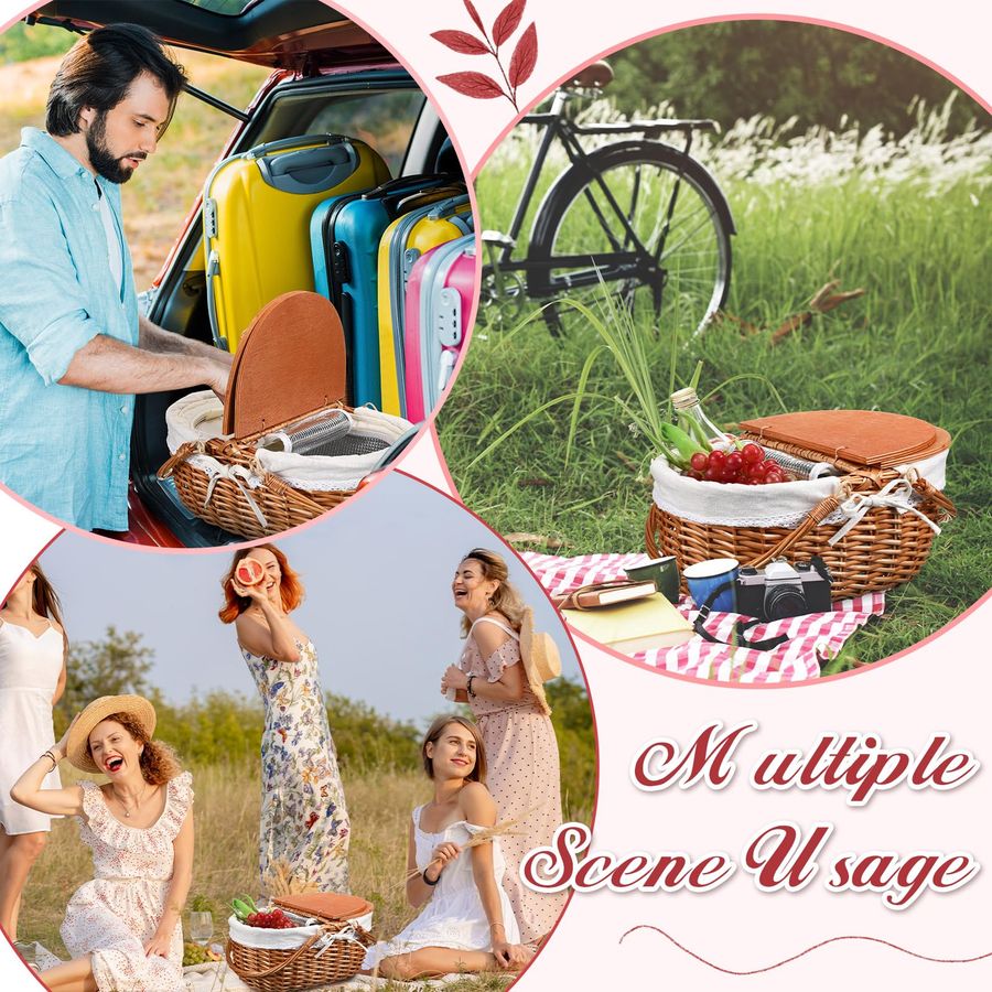 Wicker Insulated Picnic Basket - Outdoor Camping Bag ulasan dan harga