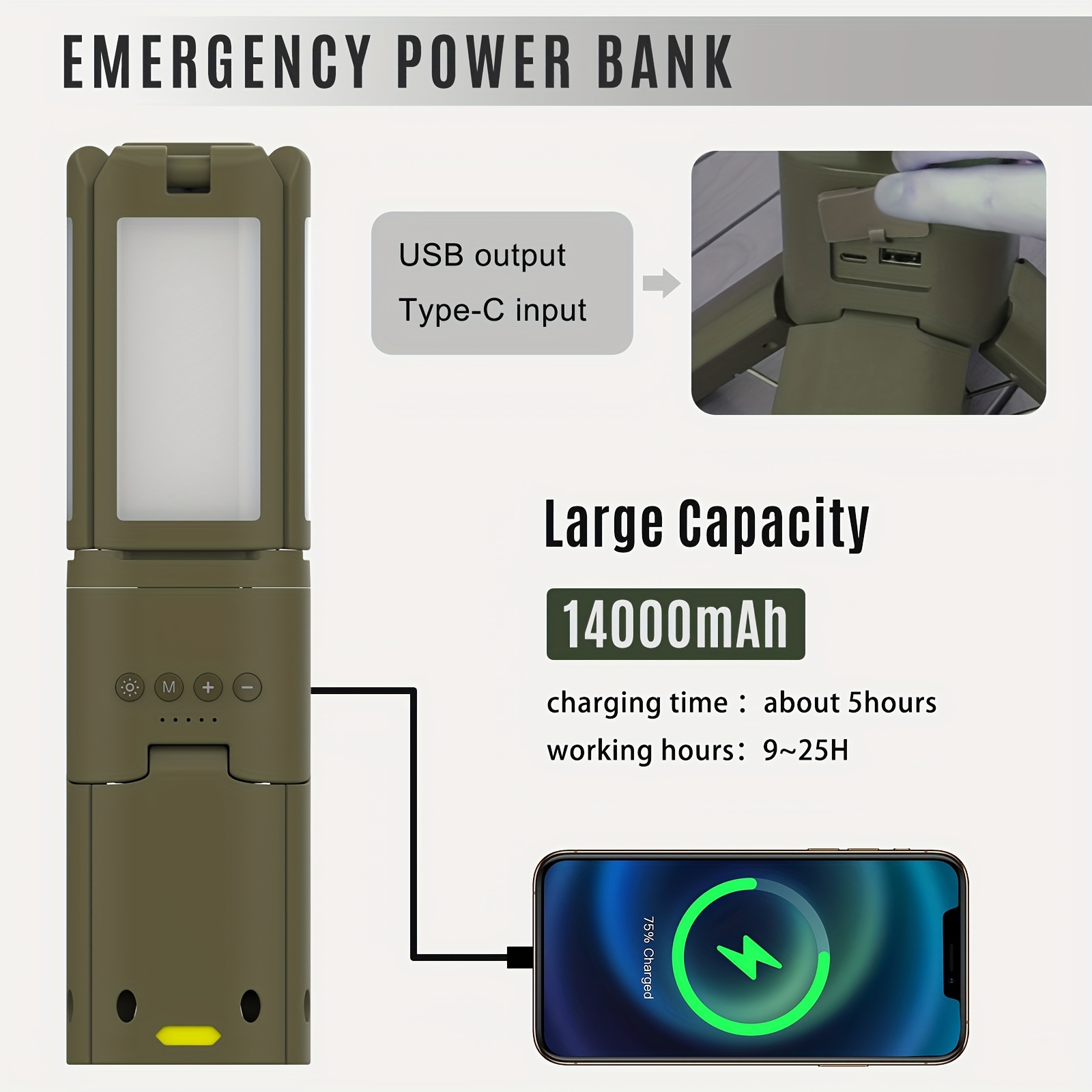 Camping Lantern, 14000mAh Rech - Outdoor Camping Lighting ulasan dan harga