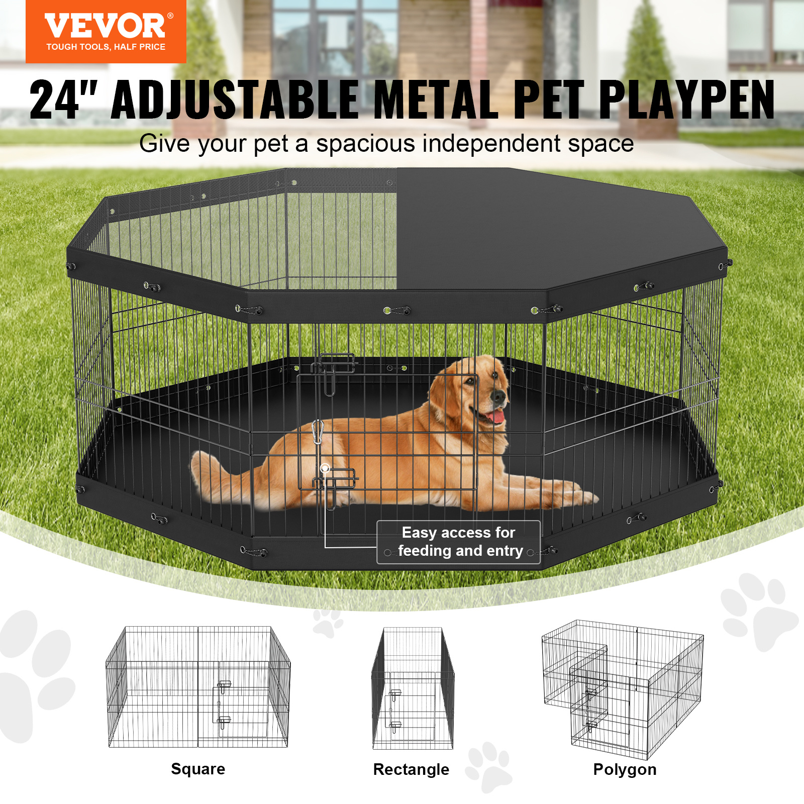 VEVOR Dog Playpen, 8 Panels Fo - Outdoor Camping Dog Fence ulasan dan harga