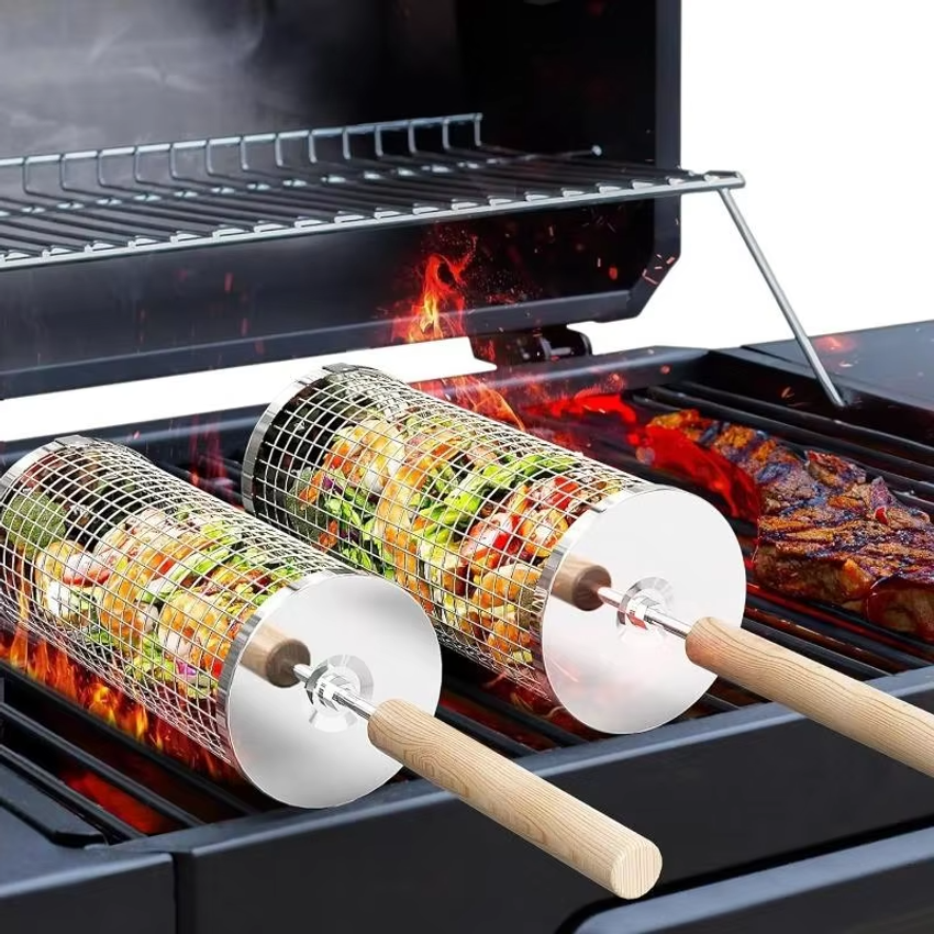 Round Barbecue Grill Basket Se - Outdoor Camping Set ulasan dan harga