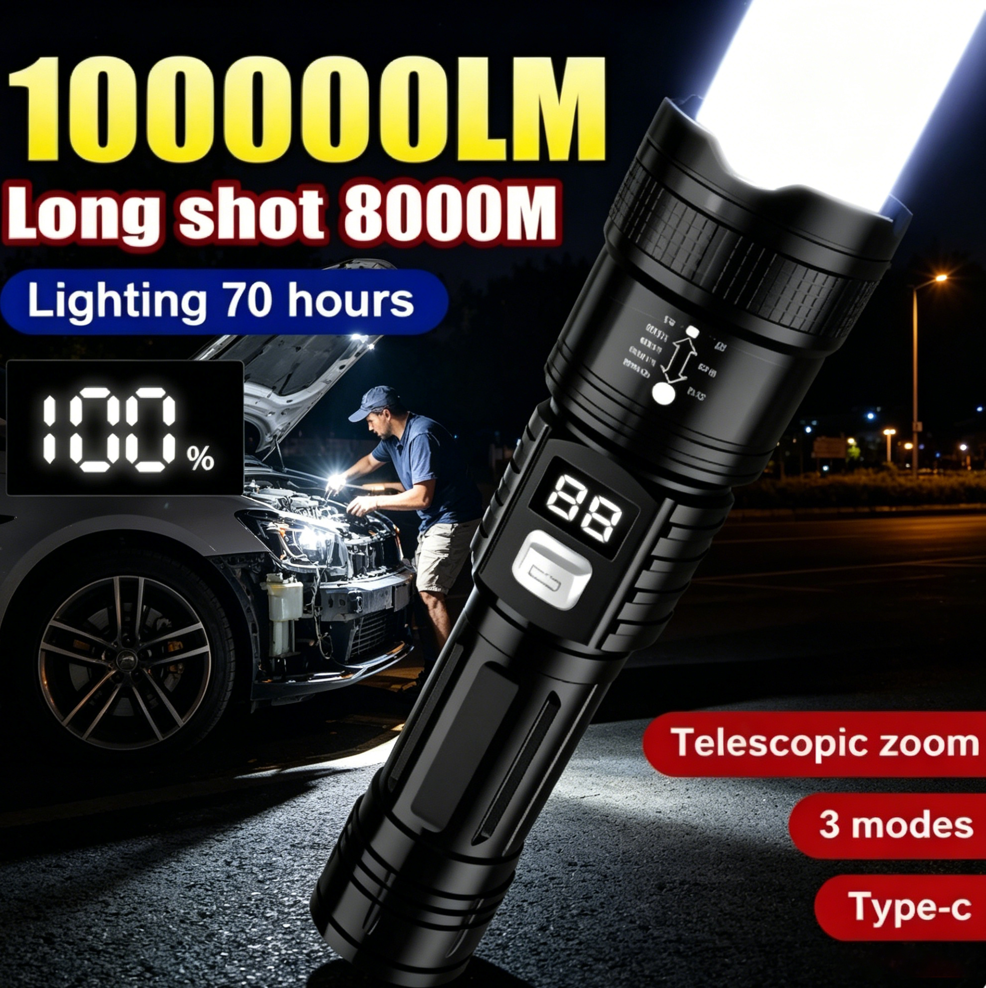 Rechargeable LED Flashlight 10 - Outdoor Camping Adventure ulasan dan harga