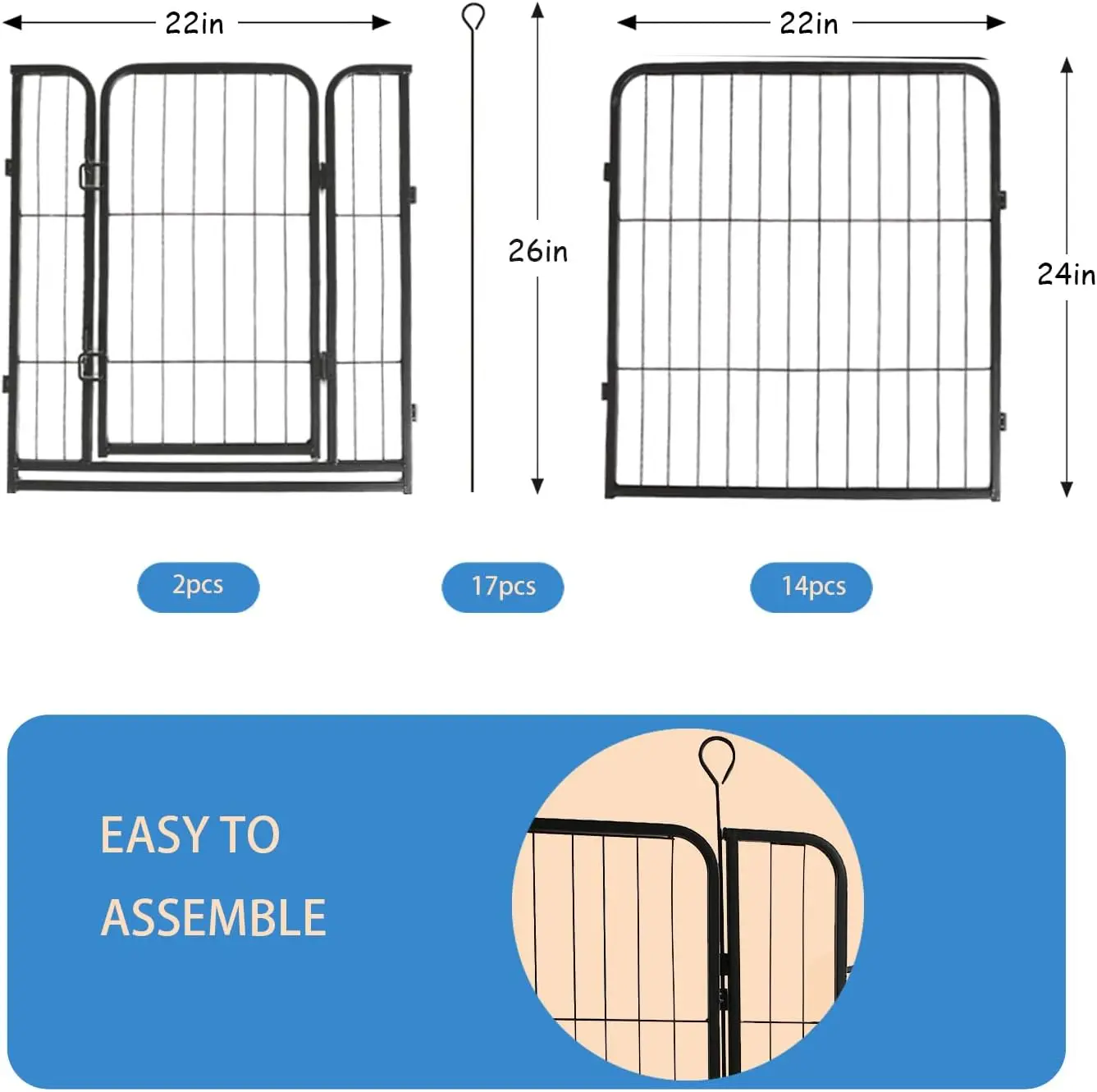 Dog Playpen,24 32 40 48 in(H)  - Outdoor Camping Dog Fence ulasan dan harga