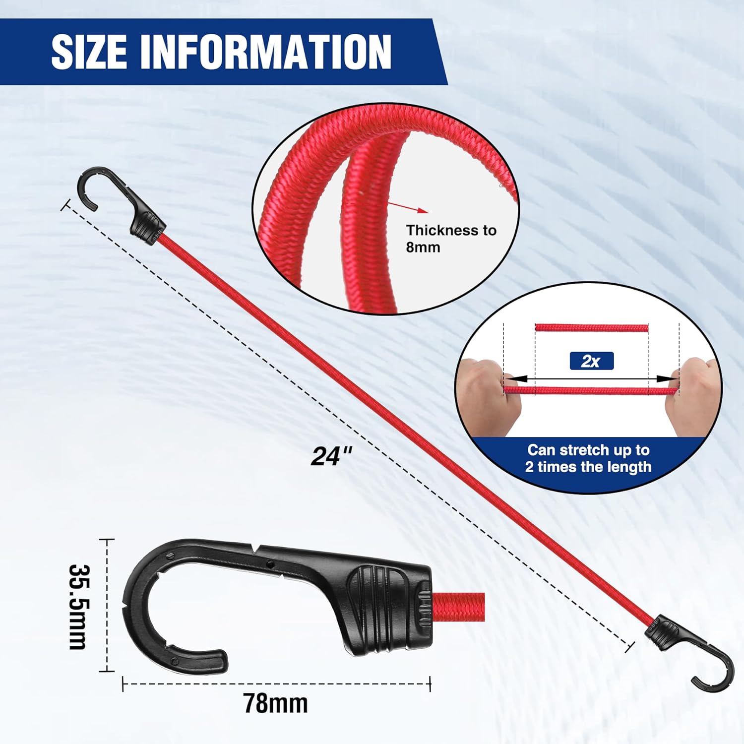 24 Inch Bungee Cords with Hook - Camping Rope ulasan dan harga