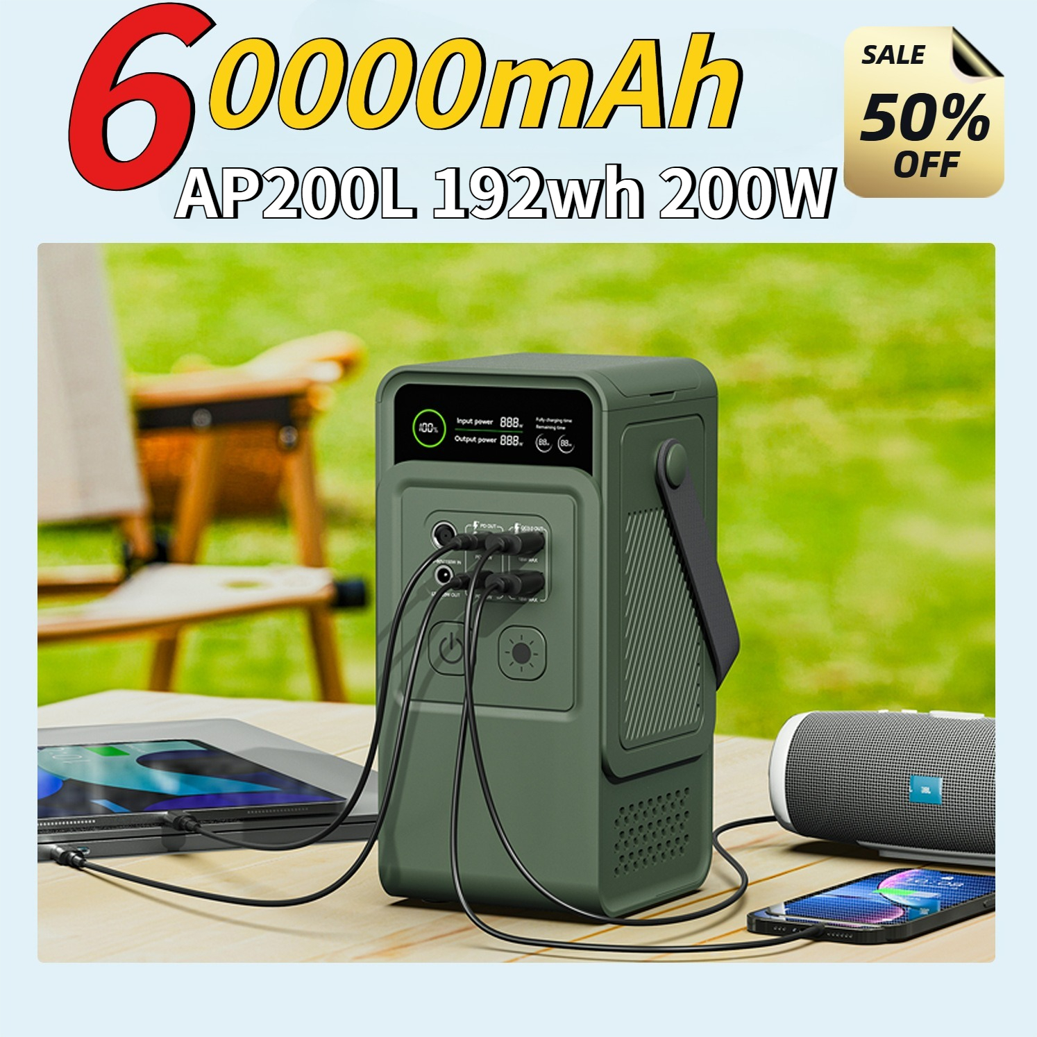 60000mAh 200W 192Wh Camping Po - Outdoor Camping Outfit ulasan dan harga