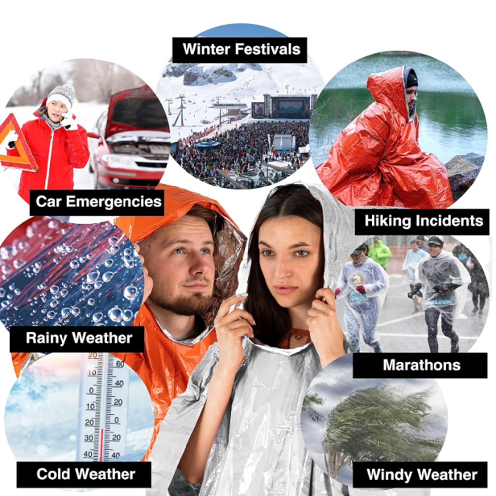 Portable Outdoor Emergency Rai - Camping Rain Poncho ulasan dan harga
