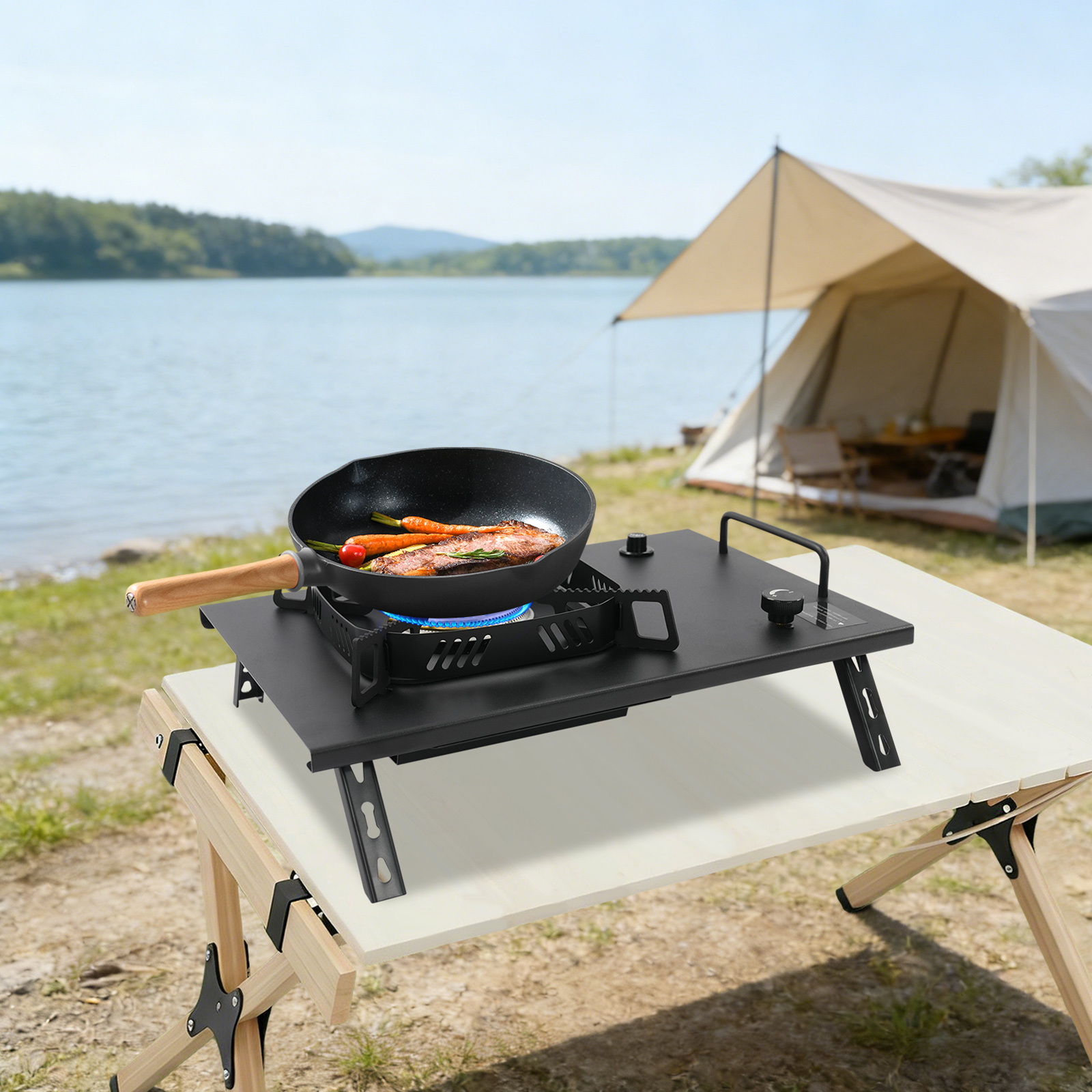 Black Outdoor Gas Stove, Folda - Outdoor Camp ulasan dan harga
