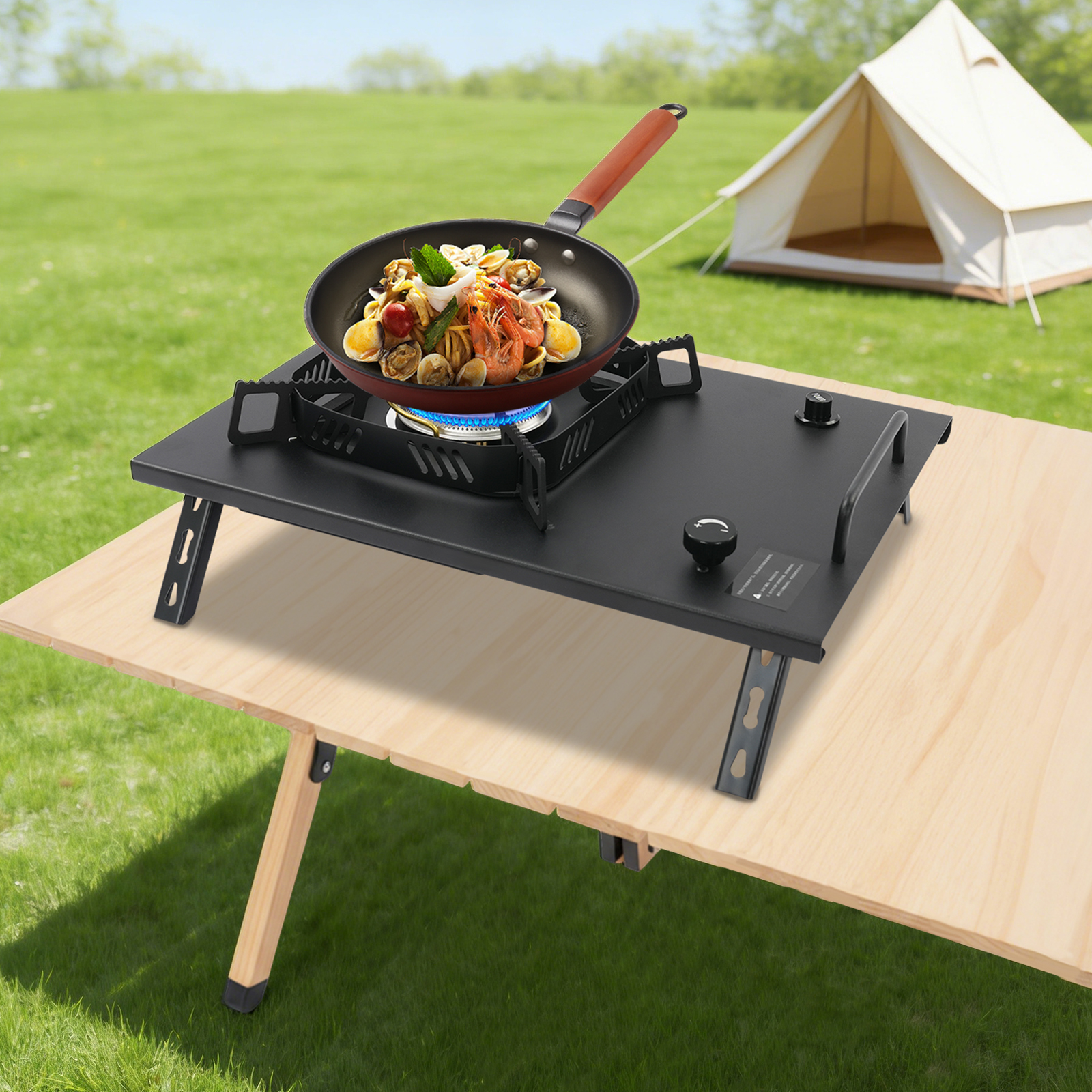 Black Outdoor Gas Stove, Folda - Outdoor Camp ulasan dan harga