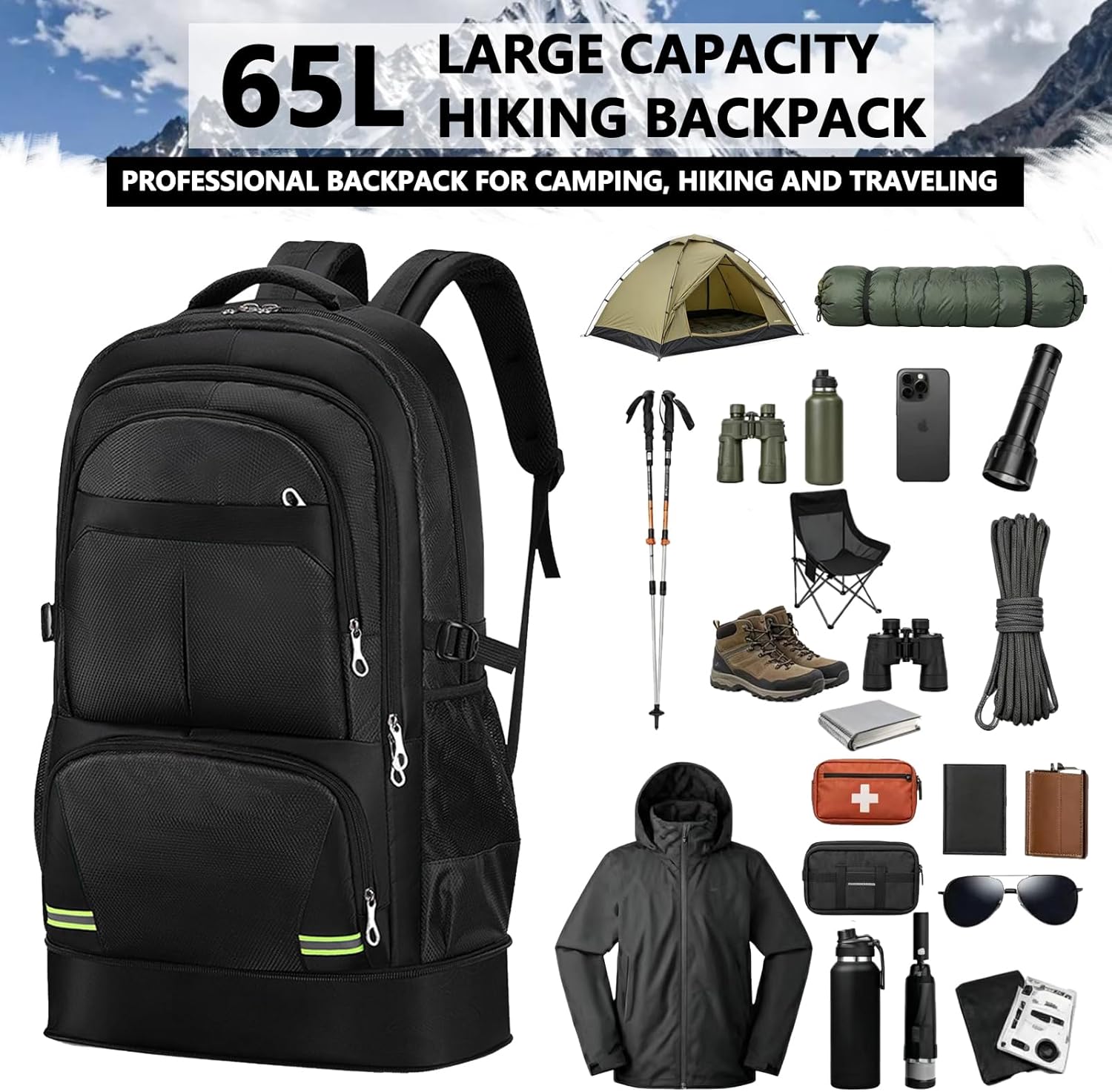 Hiking Backpack 65L Travel Bac - Lightweight Backpack 65L ulasan dan harga