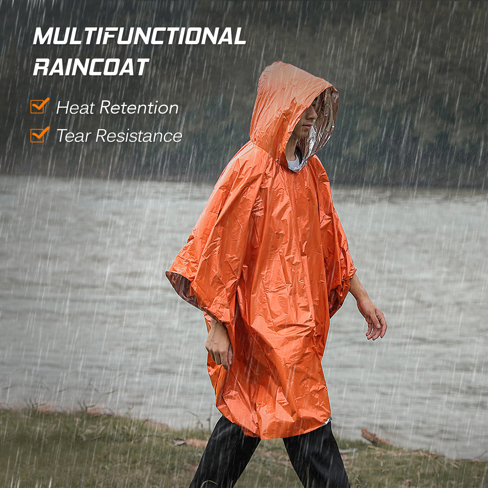 Emergency Rain Poncho Thermal  - Camping Rain Poncho ulasan dan harga
