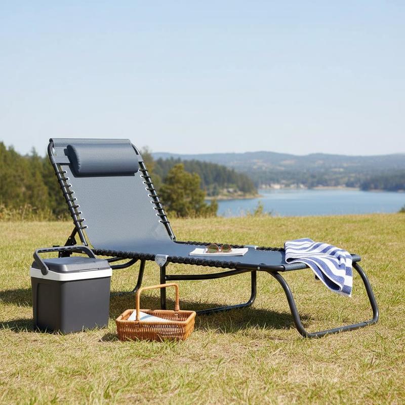 Foldable Sun Lounger, Outdoor  - Outdoor Camping Recliner ulasan dan harga