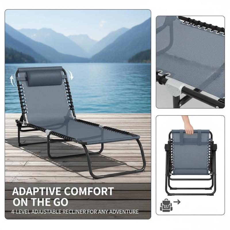 Foldable Sun Lounger, Outdoor  - Outdoor Camping Recliner ulasan dan harga