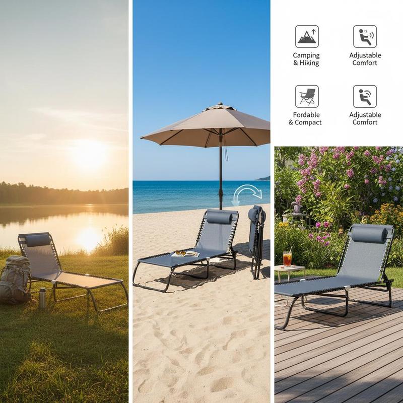 Foldable Sun Lounger, Outdoor  - Outdoor Camping Recliner ulasan dan harga