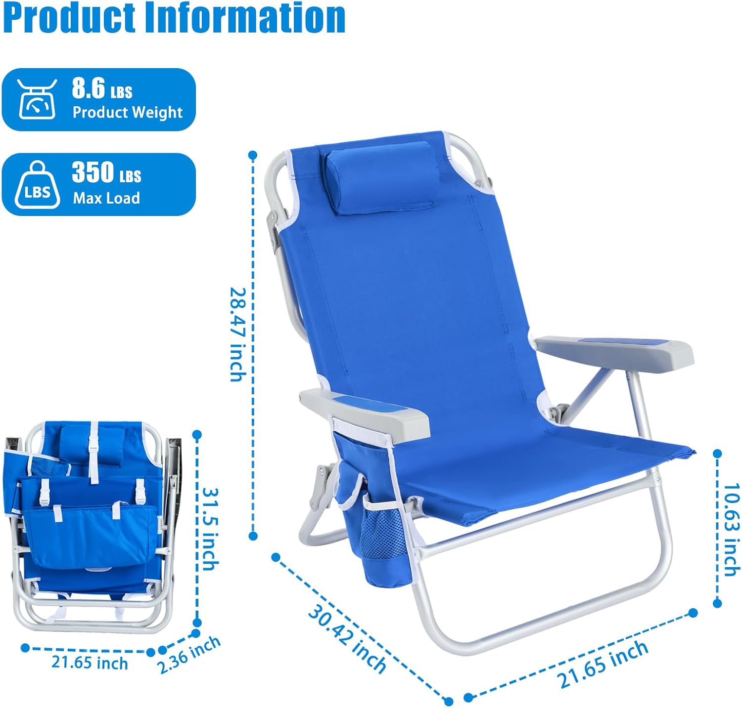 Low Beach Chair 2 Pack, 5-Posi - Folding Chair ulasan dan harga