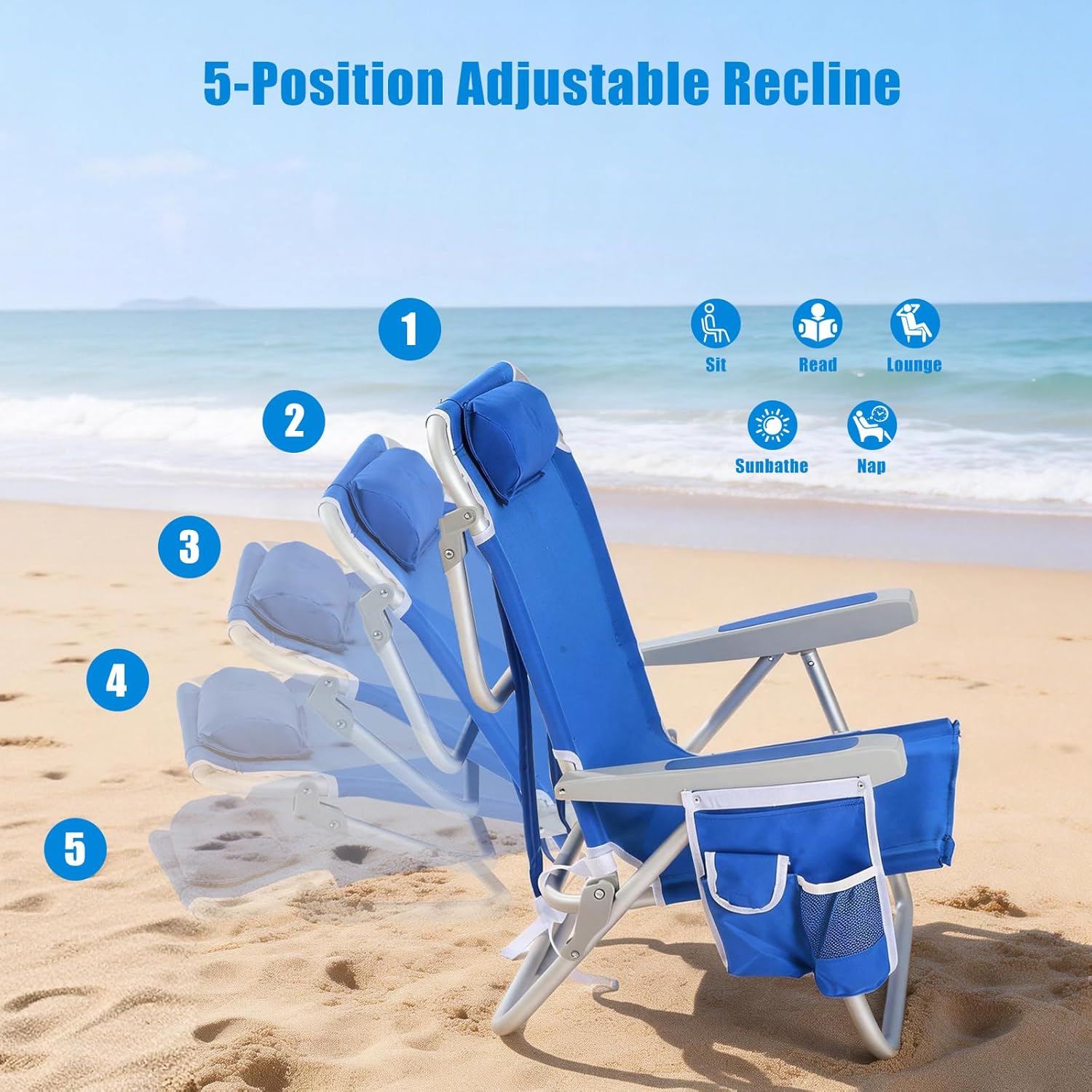 Low Beach Chair 2 Pack, 5-Posi - Folding Chair ulasan dan harga