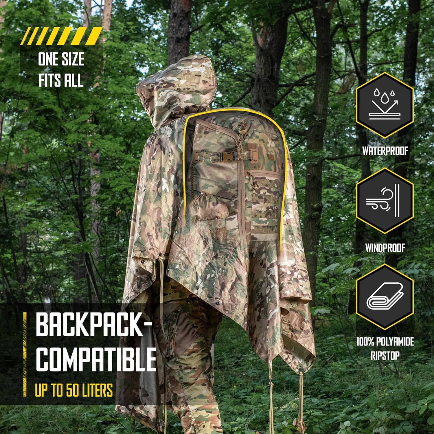 Tactical Rain Poncho Army Mili - Camping Rain Poncho ulasan dan harga