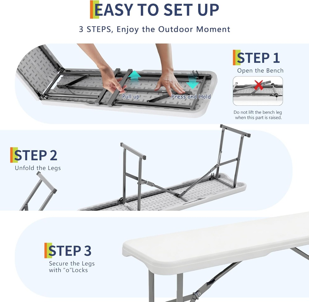 6FT Folding Bench 2 Pack, Port - Outdoor Activities In Camping ulasan dan harga