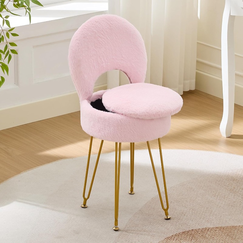 Faux Fur White Small Vanity Ch - Folding Chair ulasan dan harga