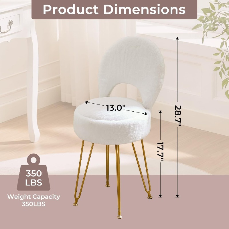 Faux Fur White Small Vanity Ch - Folding Chair ulasan dan harga