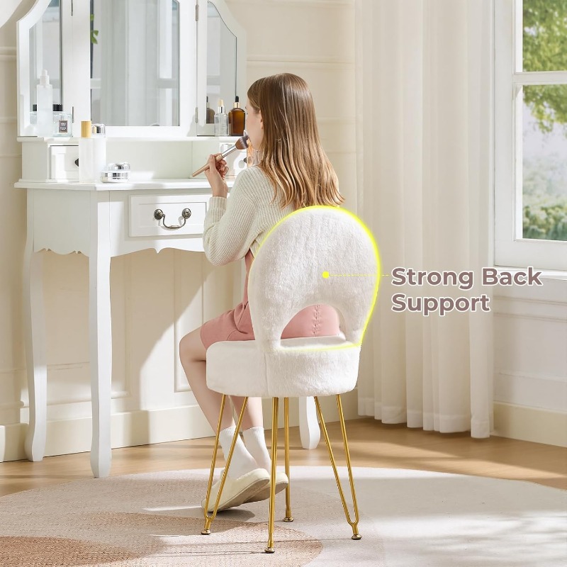 Faux Fur White Small Vanity Ch - Folding Chair ulasan dan harga