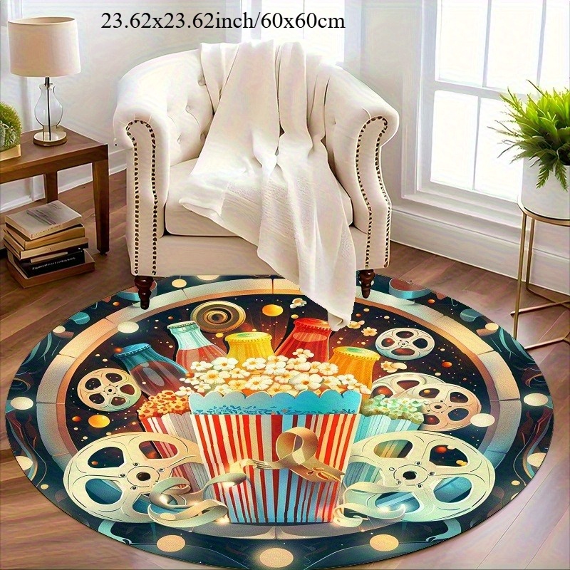 Round Movie Night Area Rug, Re - Outdoor Camping Movies ulasan dan harga
