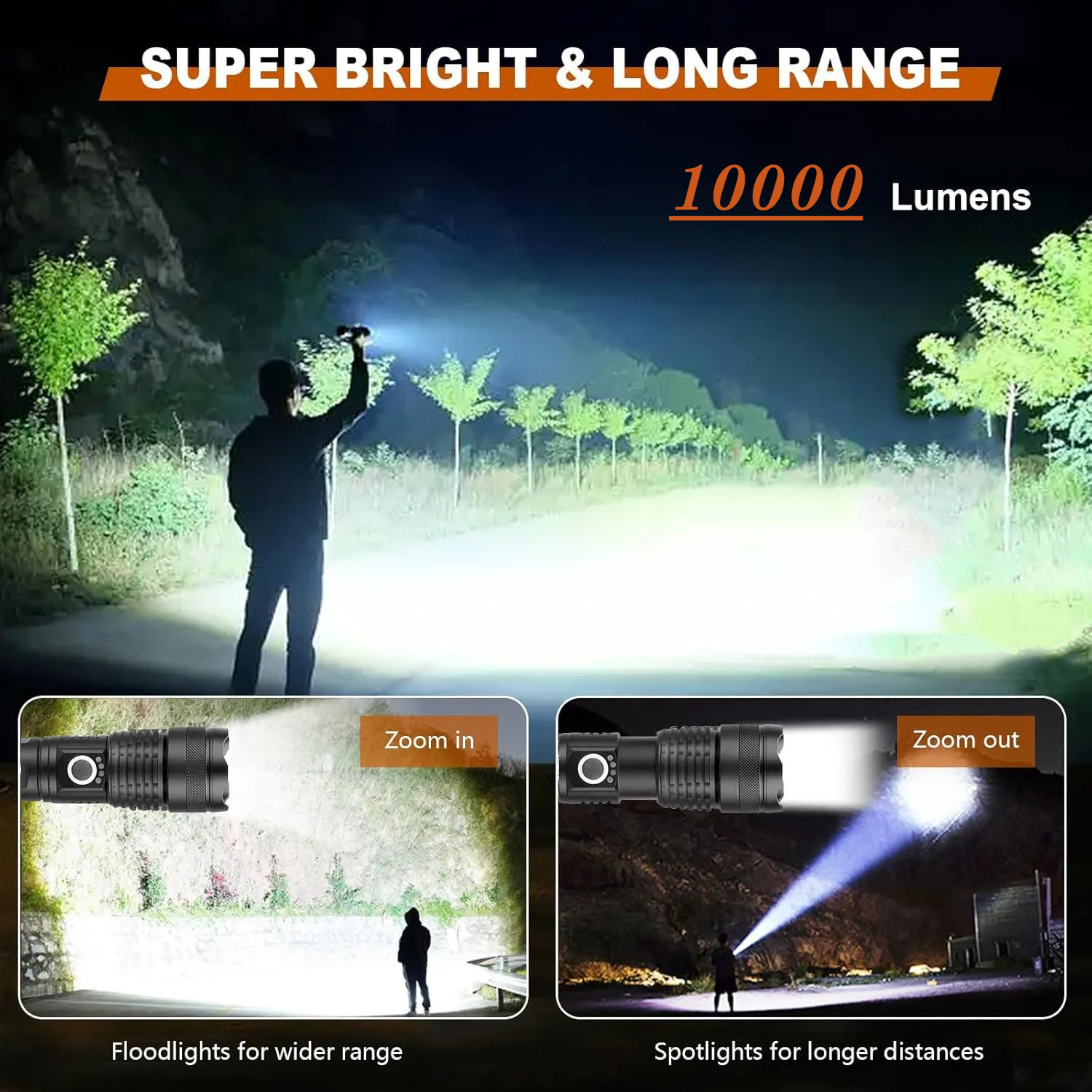 High Power LED Flashlight Rech - Outdoor Camping Lighting ulasan dan harga