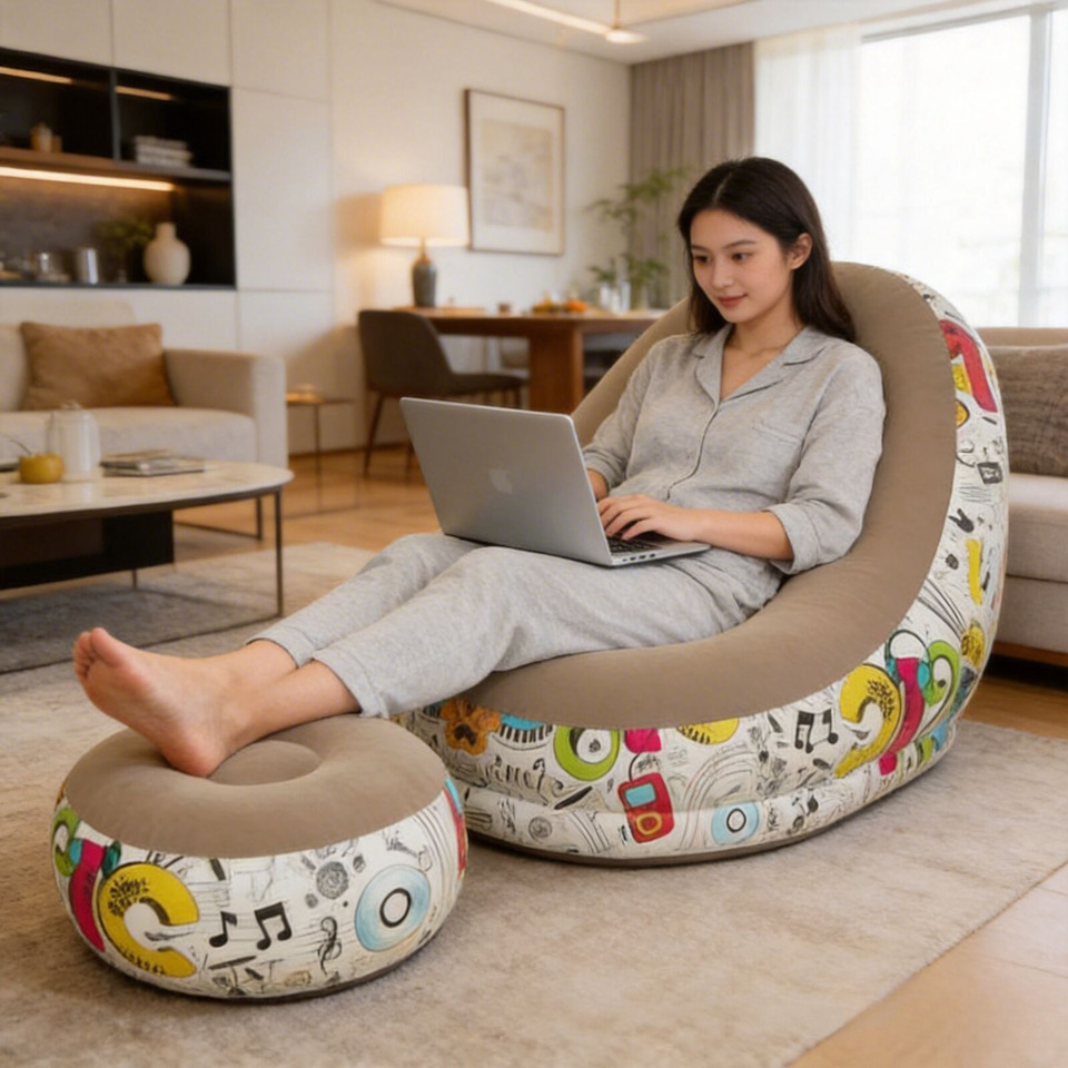 Modern Eco-flocked PVC Inflata - Outdoor Camping Recliner ulasan dan harga