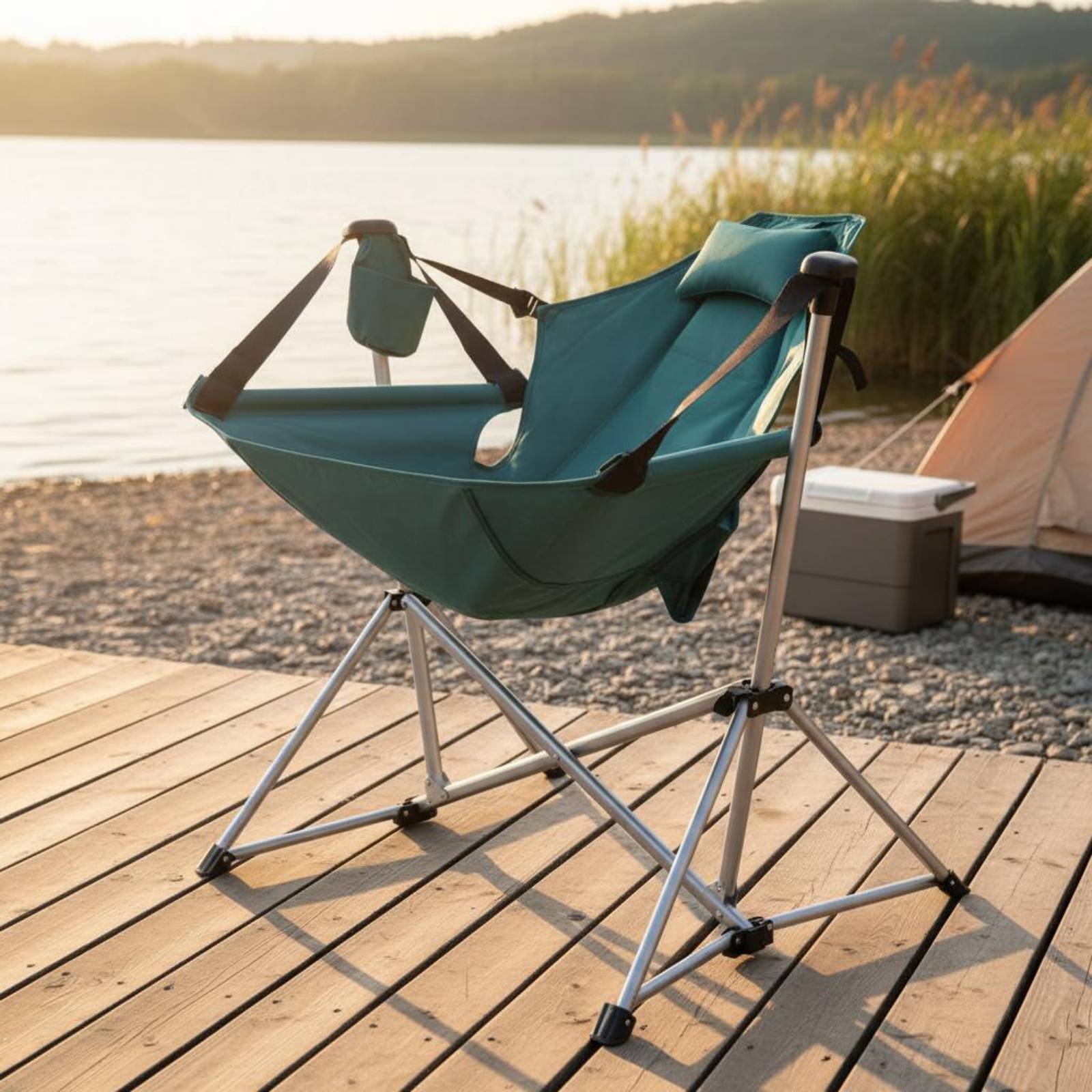 Folding Rocking Chair Foldable - Outdoor Camping Recliner ulasan dan harga