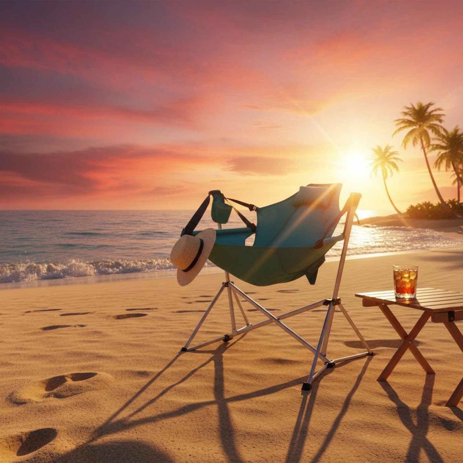 Folding Rocking Chair Foldable - Outdoor Camping Recliner ulasan dan harga