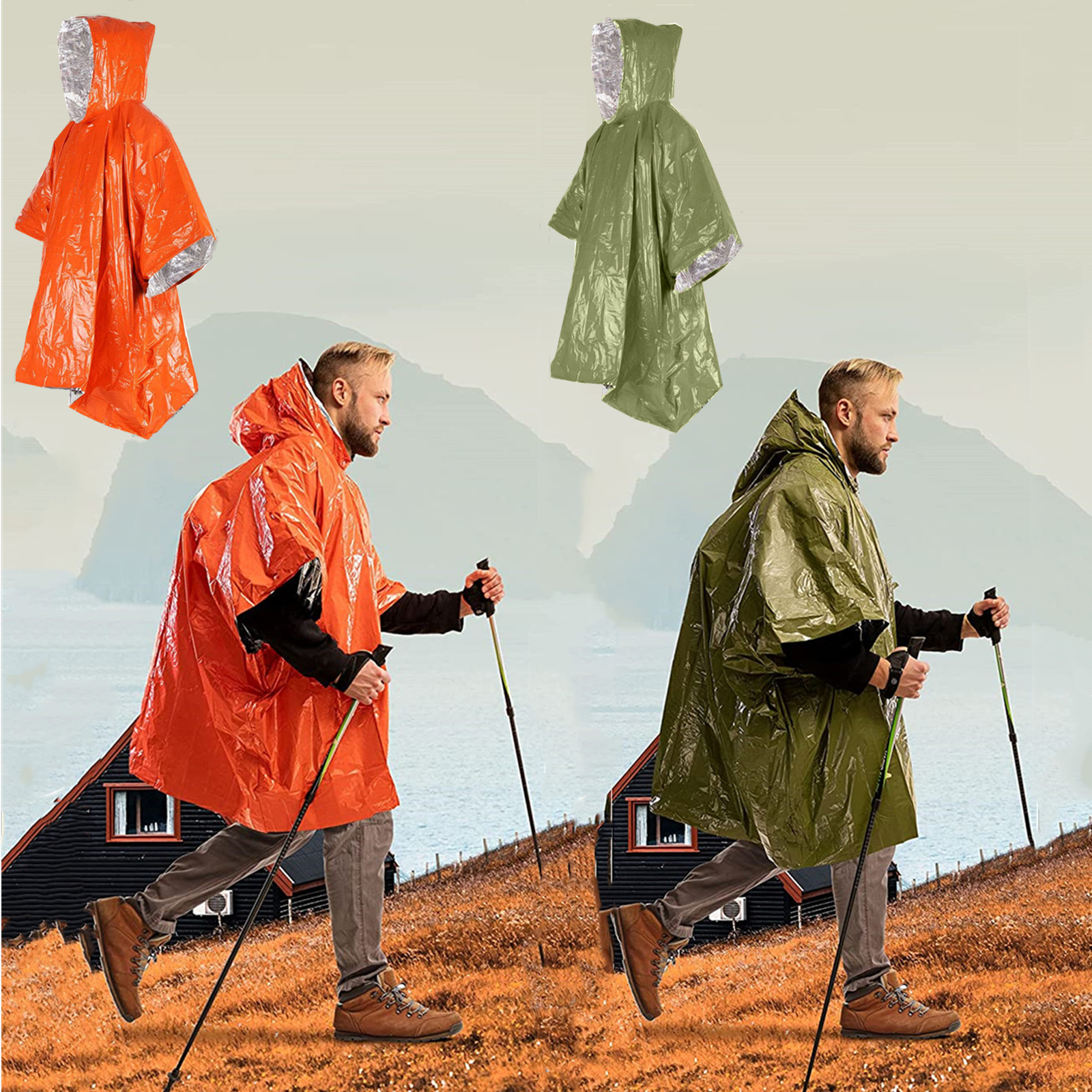 Emergency Disposable Aluminum  - Camping Rain Poncho ulasan dan harga
