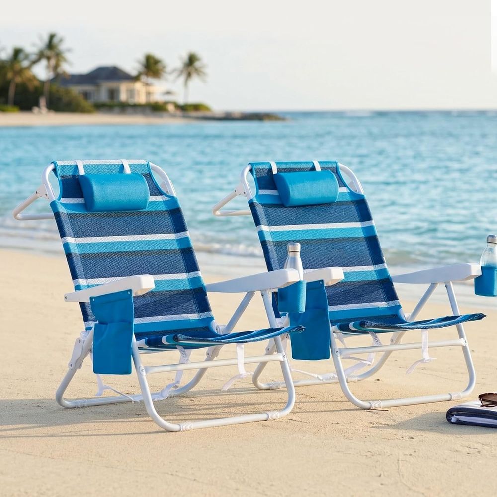 2-Piece Reclining Beach Chairs - Outdoor Camping Recliner ulasan dan harga